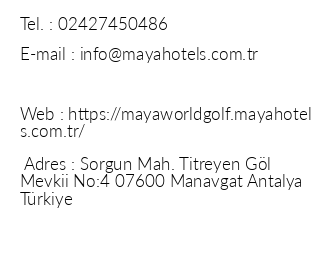 Maya World Golf Side iletiim bilgileri